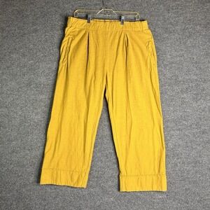 Iridium Wide Leg Crop Pants Pull On‎ Women Size Medium Mustard Yellow Relaxed